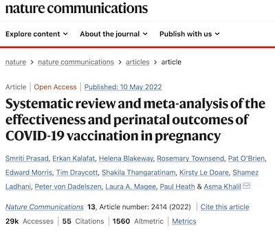 Prasad, et al. @ Nature: Outcomes of COVID-19 vaccination in pregnancy