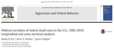 BX Lee, et al. @ Aggression and Violent Behavior: Republican presidents associated with greater violent death rate