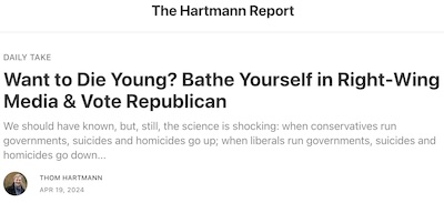 Thom Hartmann: Die young with Republicans