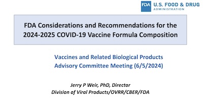 Weir, FDA: Recommendations for vaccine formula