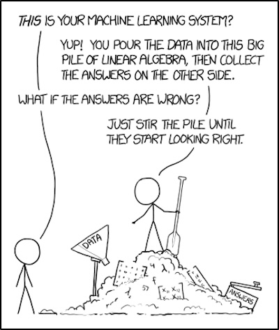 XKCD #1838: 'machine learning' buried in linear algebra meets sarcasm