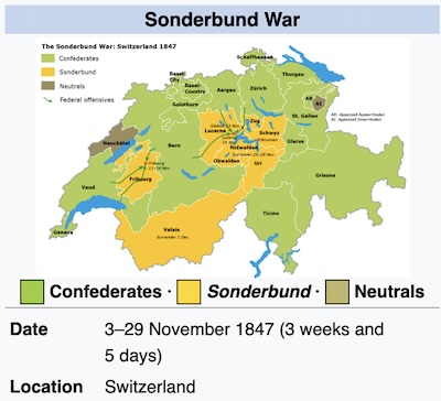 Wikipedia: The Sonderbund War in Switzerland