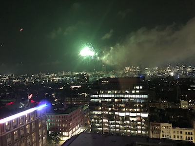 Boston Pops fireworks, as seen from friends' balcony nearby