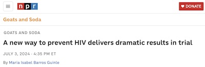 Guinle @ NPR: preliminary readout on lenacapavir to prevent HIV