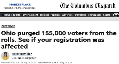 BeMiller @ Columbus Dispatch: 155,000 Ohio voters de-registered