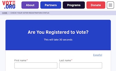 Vote.org: how to find your state's registry of voters and check your registration